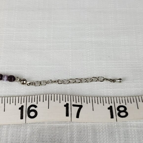 Shiny Purple & White Tiny Round Cats Eye Necklace Adjustable - Picture 6 of 6